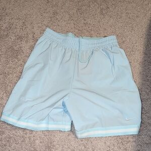 Nike Light Blue Men's Athletic Shorts with White Swoosh